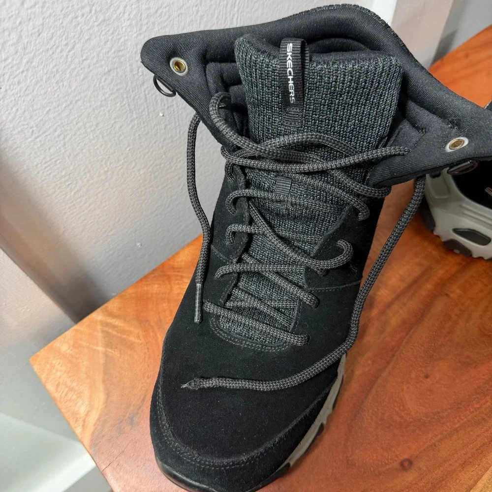 Skechers Women's Black‎ Suede Lace Up High Top Ankle Boots Size 8 Hiking READ